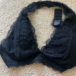 set of 2 halter lace bra bralette. black and purple bra size large